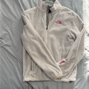 The North Face white Fleece with Pink Logo